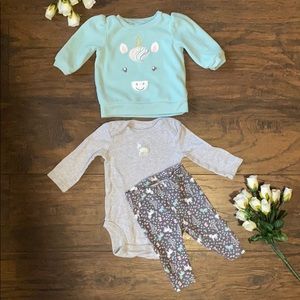 Carters unicorn baby girl set size 3 months